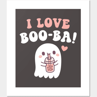 Cute Ghost I Love BOOba Boba Tea Funny Posters and Art